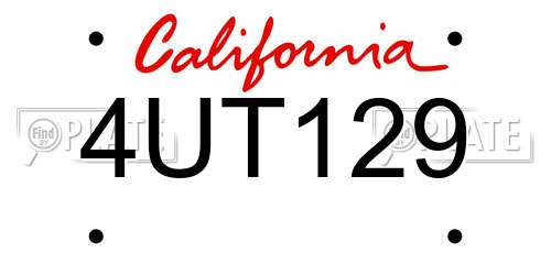 4UT129 California License Plate