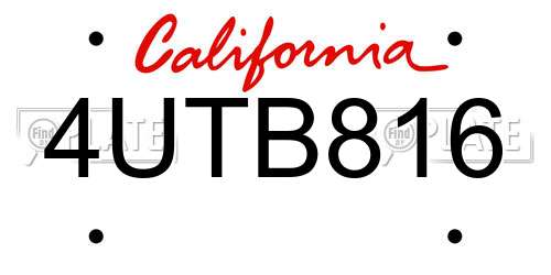 4UTB816 California License Plate