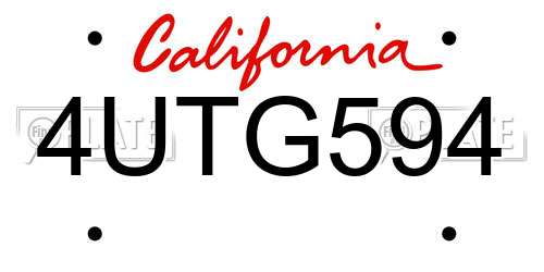 4UTG594 California License Plate