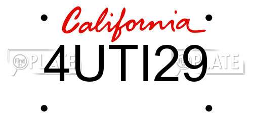 4UTI29 California License Plate