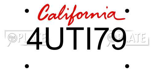 4UTI79 California License Plate