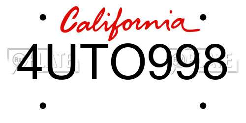 4UTO998 California License Plate