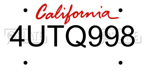 4UTQ998 California License Plate