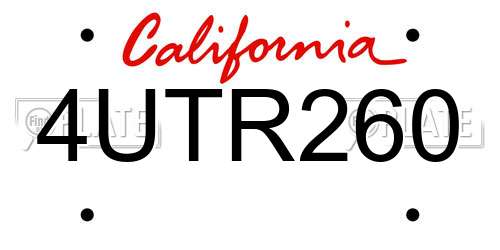 4UTR260 California License Plate