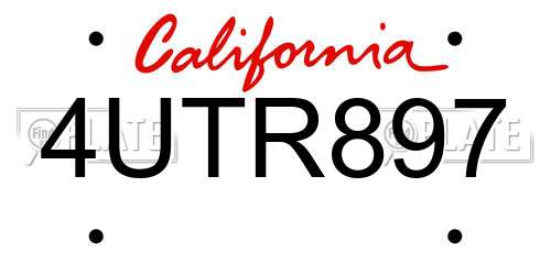 4UTR897 California License Plate