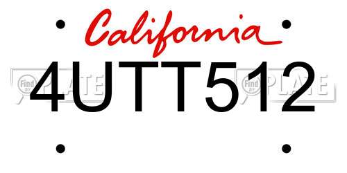 4UTT512 California License Plate