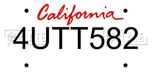 4UTT582 California License Plate