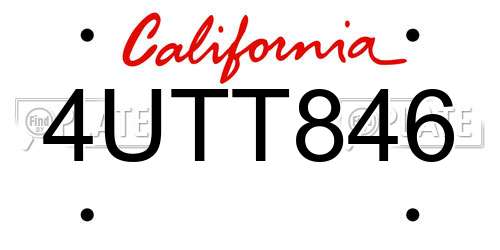 4UTT846 California License Plate
