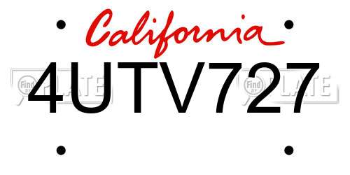 4UTV727 California License Plate