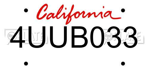 4UUB033 California License Plate
