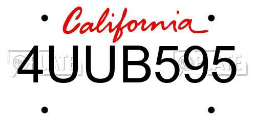4UUB595 California License Plate