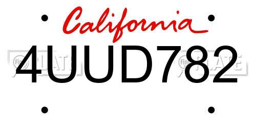 4UUD782 California License Plate