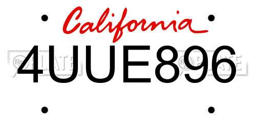 4UUE896 California License Plate
