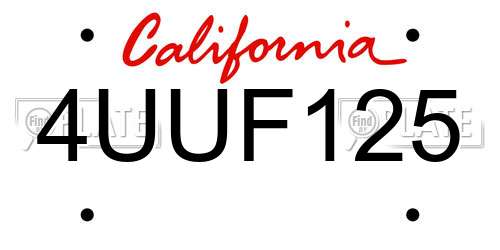 4UUF125 California License Plate