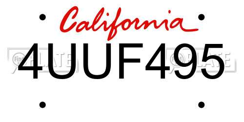 4UUF495 California License Plate