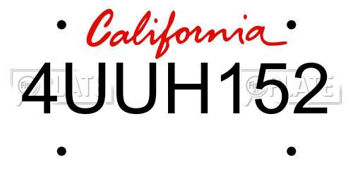 4UUH152 California License Plate