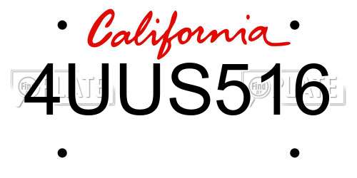 4UUS516 California License Plate