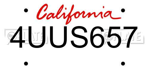 4UUS657 California License Plate