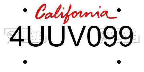 4UUV099 California License Plate