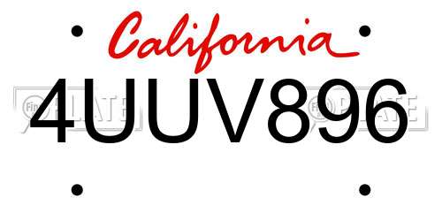 4UUV896 California License Plate