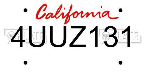 4UUZ131 California License Plate