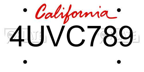 4UVC789 California License Plate