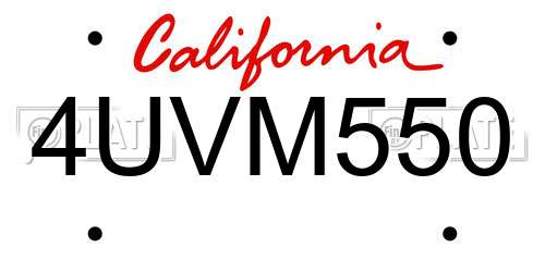 4UVM550 California License Plate