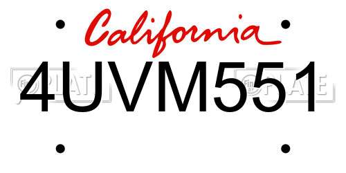4UVM551 California License Plate