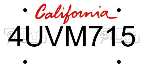 4UVM715 California License Plate