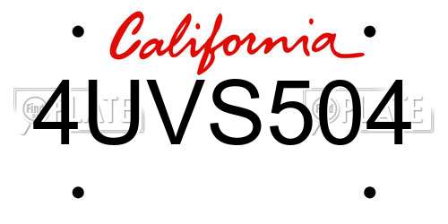4UVS504 California License Plate