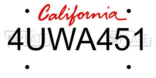 4UWA451 California License Plate