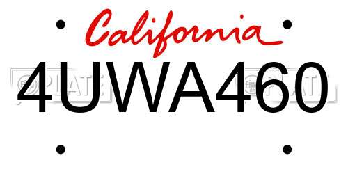 4UWA460 California License Plate