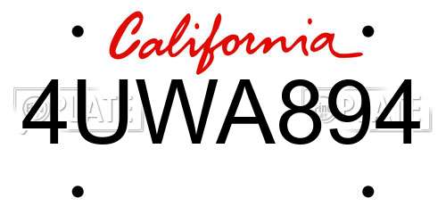 4UWA894 California License Plate