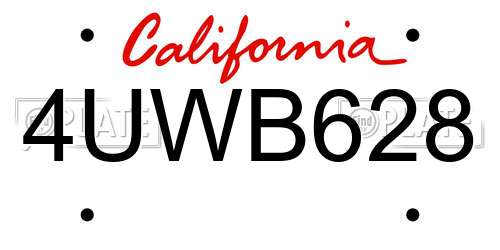 4UWB628 California License Plate
