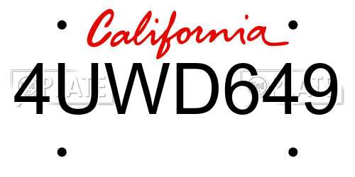 4UWD649 California License Plate