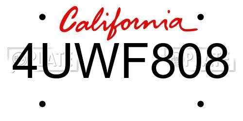 4UWF808 California License Plate