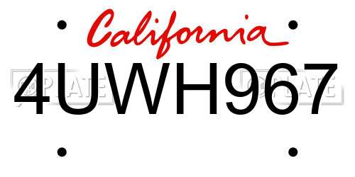 4UWH967 California License Plate
