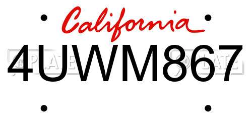 4UWM867 California License Plate