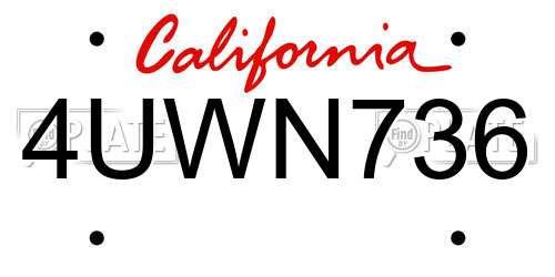 4UWN736 California License Plate