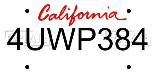 4UWP384 California License Plate
