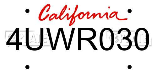 4UWR030 California License Plate
