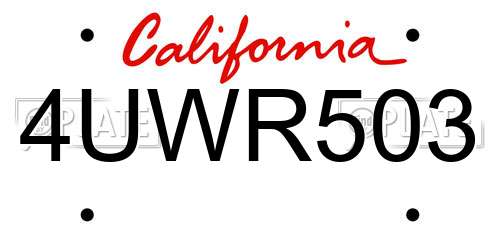 4UWR503 California License Plate
