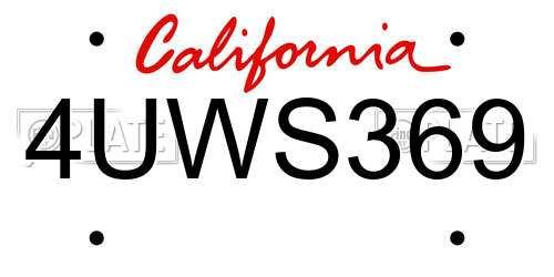 4UWS369 California License Plate