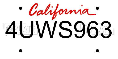 4UWS963 California License Plate