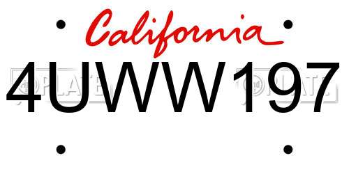 4UWW197 California License Plate