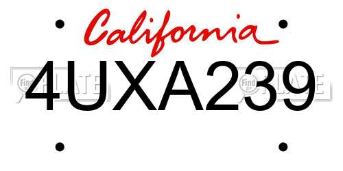 4UXA239 California License Plate