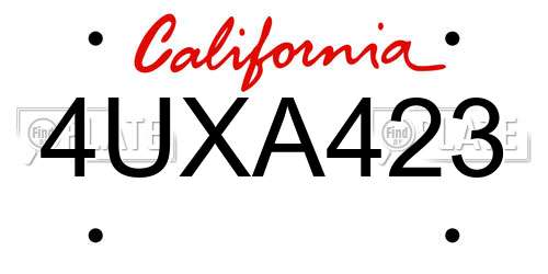 4UXA423 California License Plate