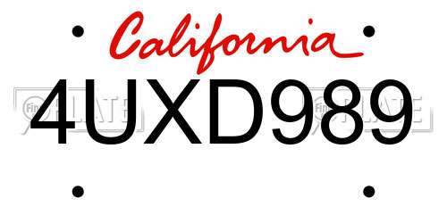 4UXD989 California License Plate