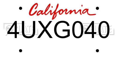 4UXG040 California License Plate