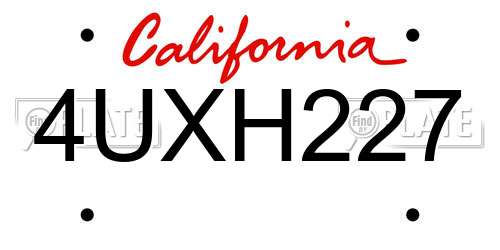 4UXH227 California License Plate